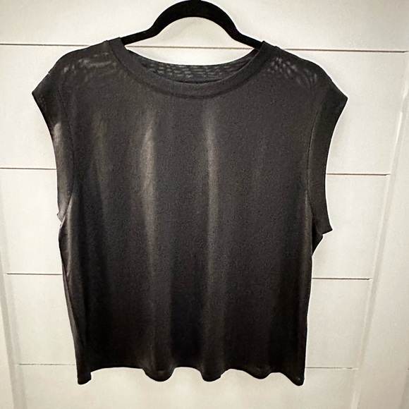 PORRIDGE L SHE MUSCLE metallic shine lightweight sheer woman cap sleeve tank - Picture 4 of 11